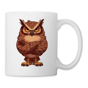 Grim Owl – Cute Cartoon Motif - Mug - white - Right