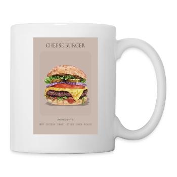 Cheese Burger Poster Food Illustration Küche - Tasse - Weiß - Rechts