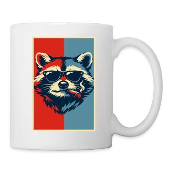 Raccoon Pop Art: Sunglasses Cigar - Mug - white - Right