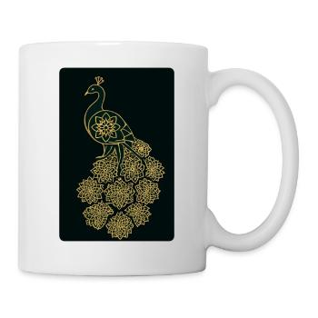 Golden Peacock Mandala: Royal and Elegant Design - Mug - white - Right