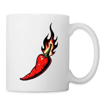 Red hot chili pepper with flames - Mug - white - Right
