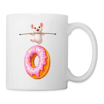 Mouse balancing on donut – Sweet motif - Mug - white - Right