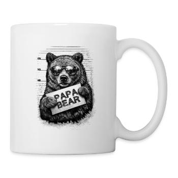 Papa Bear Mugshot – Retro Father's Day Gift - Mug - white - Right