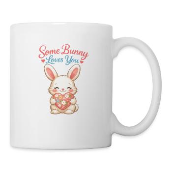 Süßer Osterhase mit buntem Ei und Schriftzug - Tasse - Weiß - Rechts