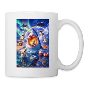 Puppy shark in color chaos - Mug - white - Right