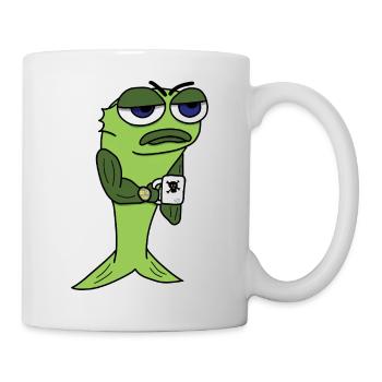 Tired fish with coffee cup - Mug - white - Right