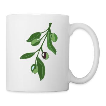 Olivenzweig Botanik Illustration - Tasse - Weiß - Rechts