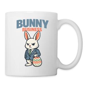 Süßer Osterhase mit buntem Ei und Schriftzug - Tasse - Weiß - Rechts