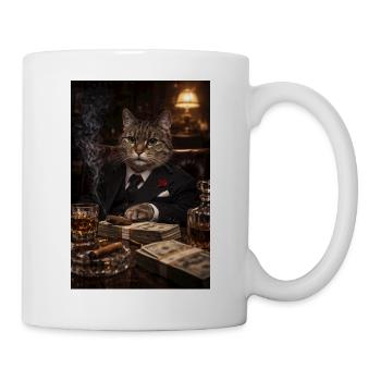 Financier chat en smoking - Mug blanc - blanc - Droite