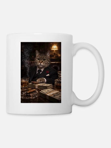 Katzenfinanzier im Smoking - Tasse - Weiß