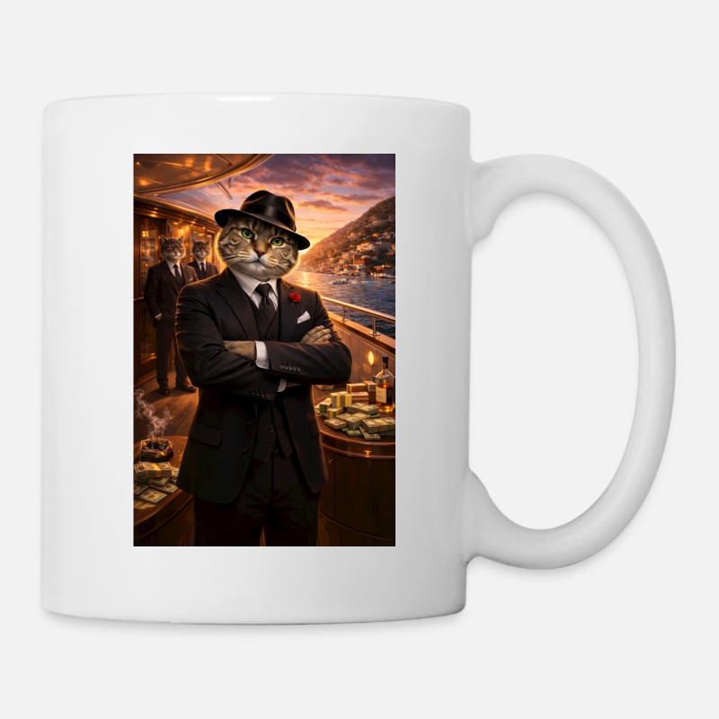 Cat on yacht - Mug - white