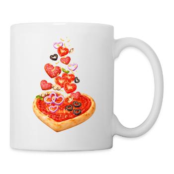 Pizza in Herzform mit Salami Illustration - Tasse - Weiß - Rechts
