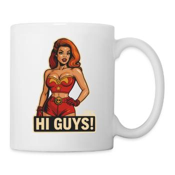 Hi Guys Retro Heroine  - Mug - white - Right
