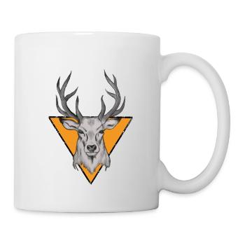 Hirschkopf im orange Dreieck - Tasse - Weiß - Rechts