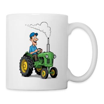 Tracteur cartoon fermier coloré - Mug blanc - blanc - Droite