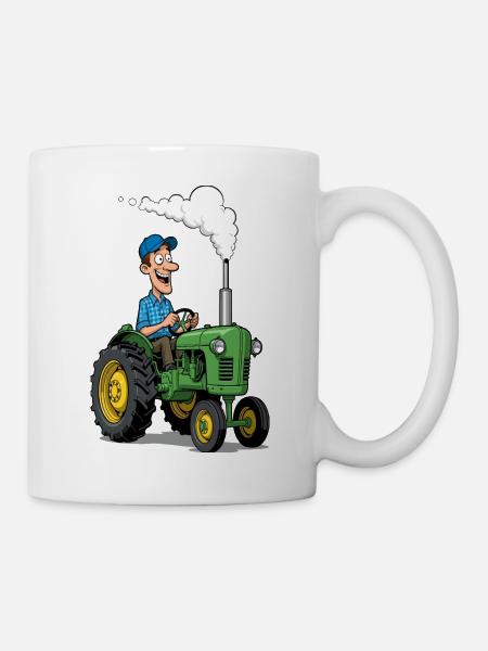 Tracteur cartoon fermier coloré - Mug blanc - blanc
