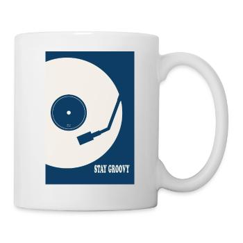 Stay Groovy – Retro Vinyl Turntable Poster - Tasse - Weiß - Rechts