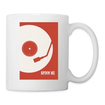 Spin Me – Retro Vinyl Plattenspieler Poster - Tasse - Weiß - Rechts