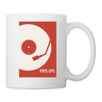 Vinyl Life – Retro Plattenspieler Poster - Tasse - Weiß - Rechts