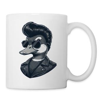 Coole Ente Rock and Roll 60er Jahre Frisur Sonne - Tasse - Weiß - Rechts