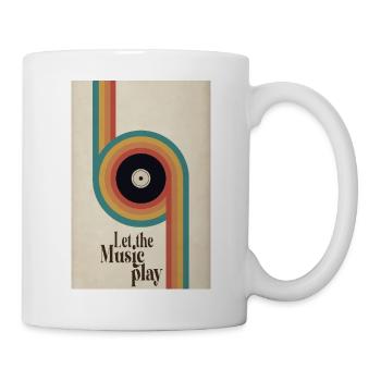 Let the Music Play Retro Vinyl Poster - Tasse - Weiß - Rechts
