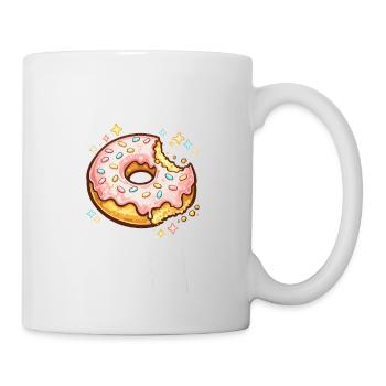 Donut rose sucré avec des paillettes aux vermicelles - Mug blanc - blanc - Droite