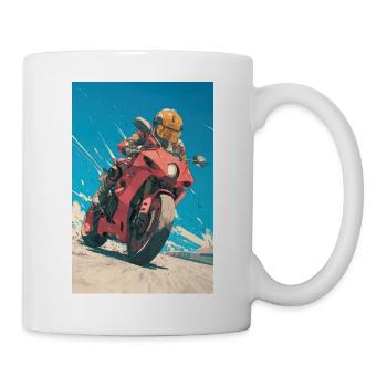 Crimson Moto Rider auf Blue Sky - Tasse - Weiß - Rechts
