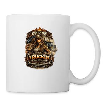 Mach weiter, Truckin - Tasse - Weiß - Rechts