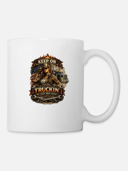 Mach weiter, Truckin - Tasse - Weiß