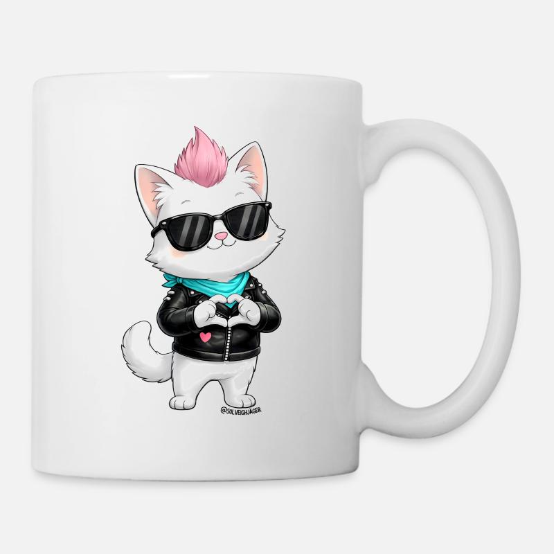 Petit Cœur de Chat Rose - Mug blanc - blanc