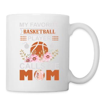 Mein Lieblingsbasketballspieler nennt mich Mama-Shirt - Tasse - Weiß - Rechts