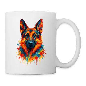 Colorful Watercolor German Shepherd Illustration - Mug - white - Right
