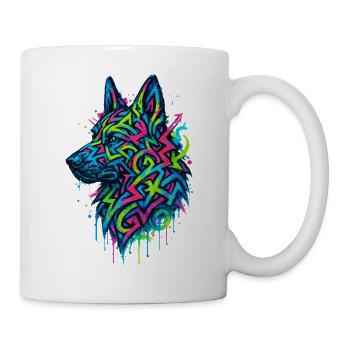 German Shepherd Pop Art Colorful Dog Squirrel - Mug - white - Right