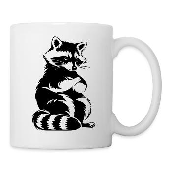 Frecher Waschbär mit verschränkten Armen - Tasse - Weiß - Rechts