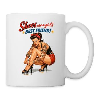 Old School Tattoo Pin-Up: Shoes Girl's Best Friend - Mug - white - Right