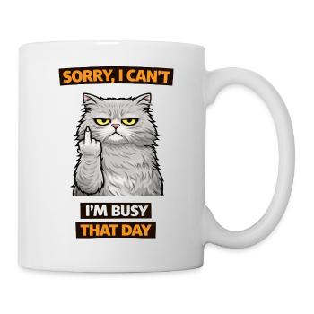 cranky Cat Busy Day Middle Finger - Mug - white - Right