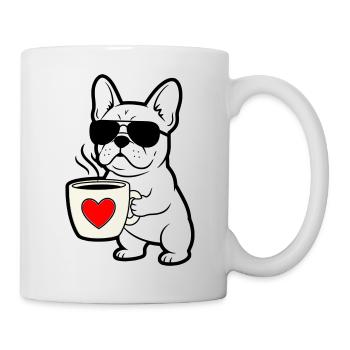 Frenchie Hund Kaffee Outline - Tasse - Weiß - Rechts