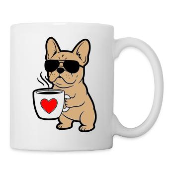 Frenchie Hund Kaffee Comic - Tasse - Weiß - Rechts