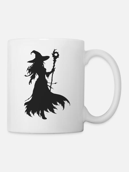 Hexe im Mondschein-Silhouette - Tasse - Weiß