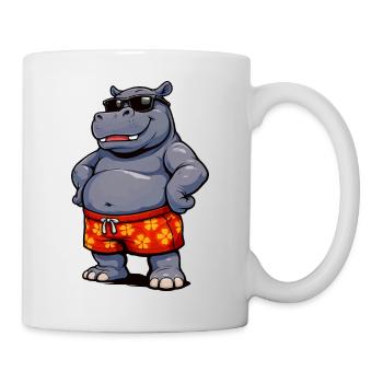 Nilpferd in Sonnenbrille - Tasse - Weiß - Rechts