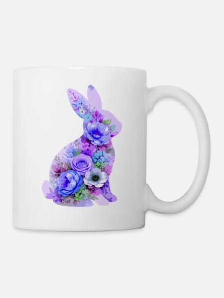 Hase Pastell Blumen - Tasse - Weiß