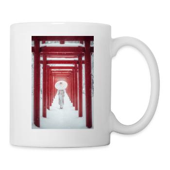 Roter Torii Schneepfad-Kimono - Tasse - Weiß - Rechts