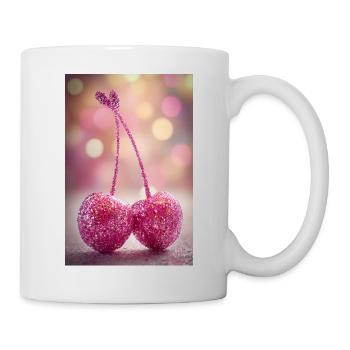 Pink Glitter Cherries Duo - Tasse - Weiß - Rechts