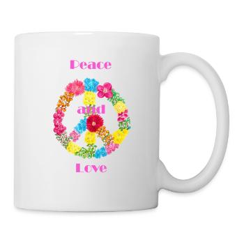 Blumen Peace Zeichen - Tasse - Weiß - Rechts