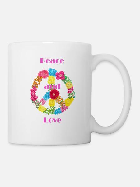 Flowers Peace Sign - Mug - white