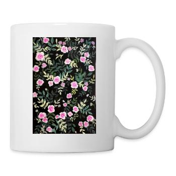 Vintage-Rosenmuster - Tasse - Weiß - Rechts