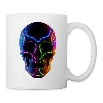 Leuchtender Totenkopf für DJ & Techno Fans - Tasse - Weiß - Rechts