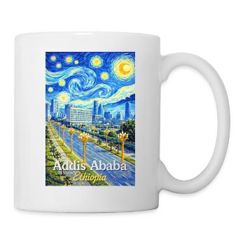 Addis Ababa Night Skyline Art - Mug - white - Right