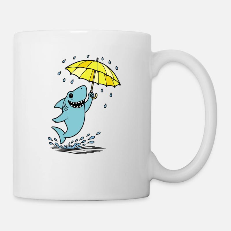 Schirmhai im Regen - Tasse - Weiß