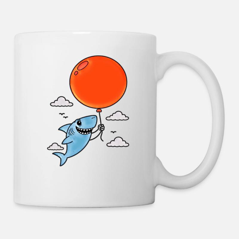 Hai mit rotem Ballon - Tasse - Weiß